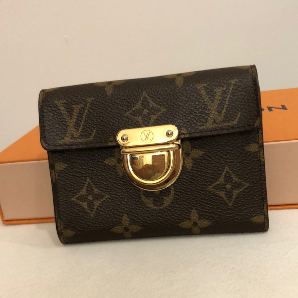 Louis Vuitton Brown Monogram Wallet with Gold Hardware